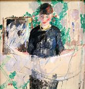 Rik Wouters Woman in Black Reading a Newspaper oil on canvas